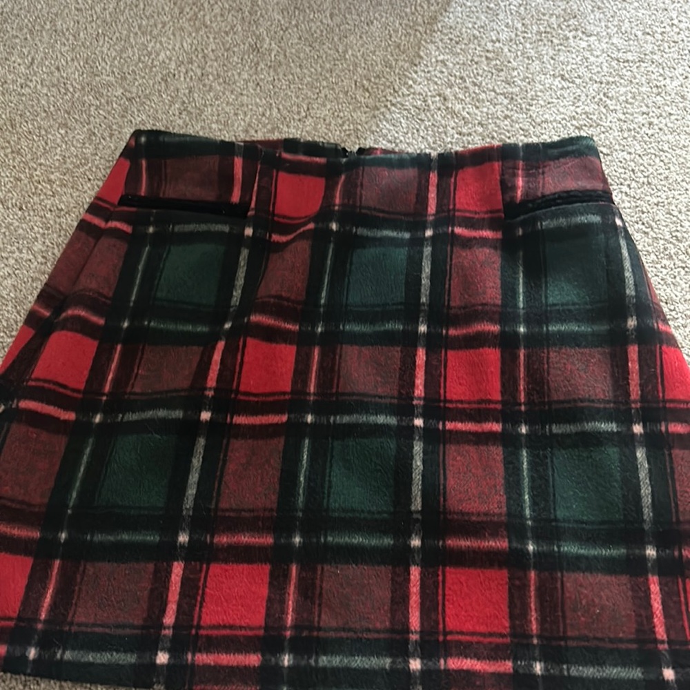 Plaid mini skirt soft fuzzy fabric copper key size medium